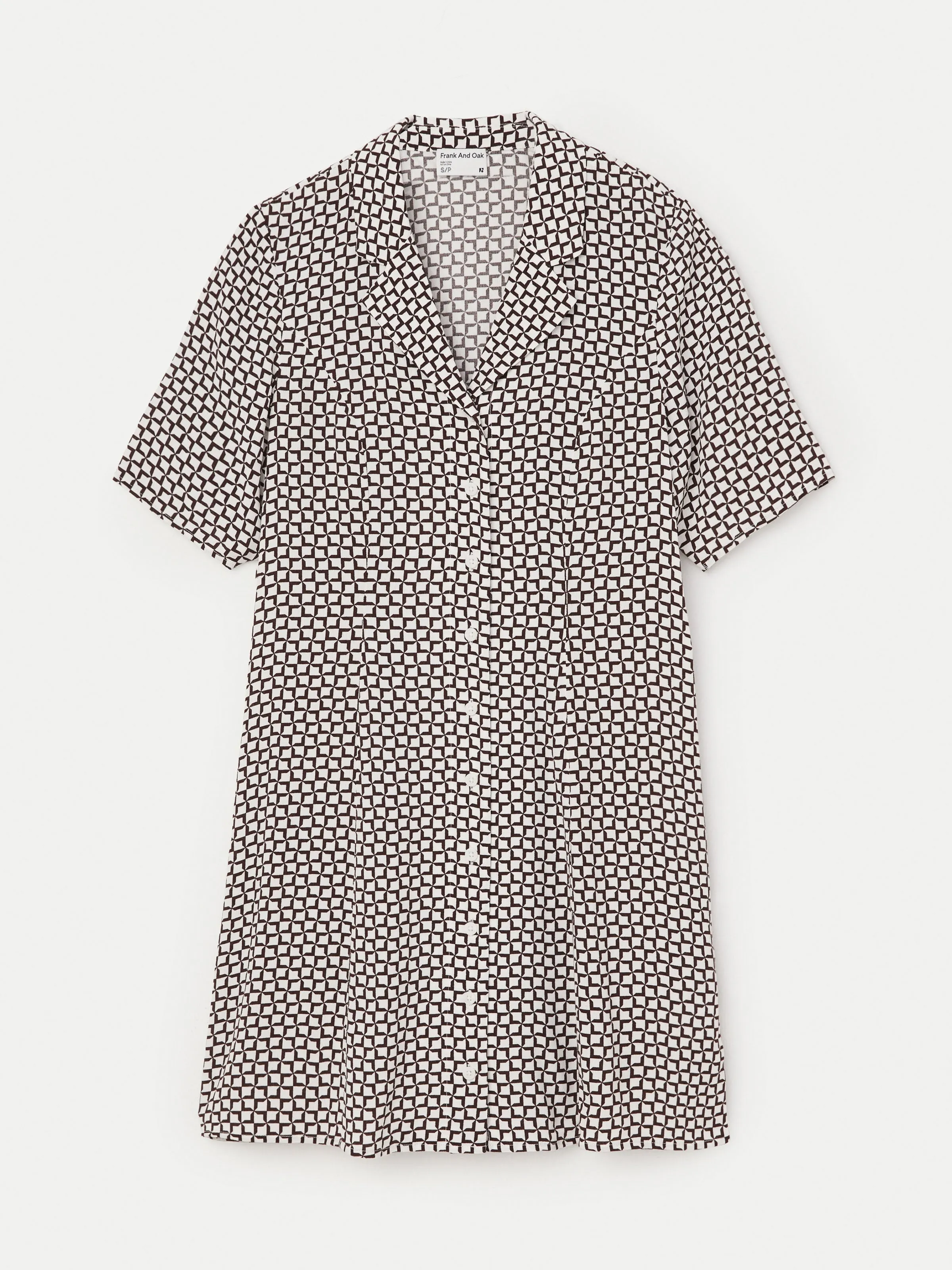 The Camp Collar Printed Dress in White