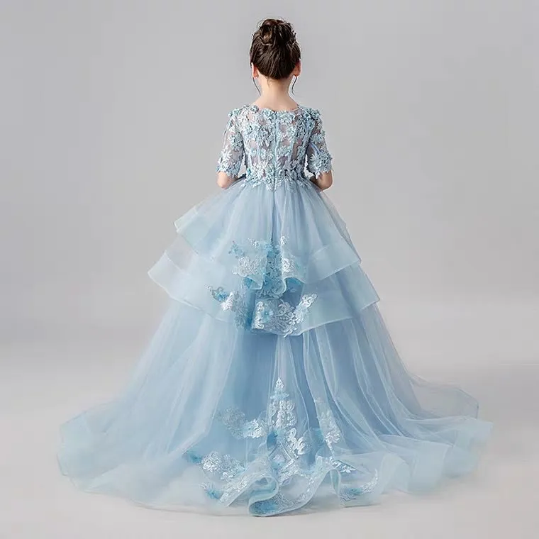 The Ketea Flower Girl Blue /White Dress