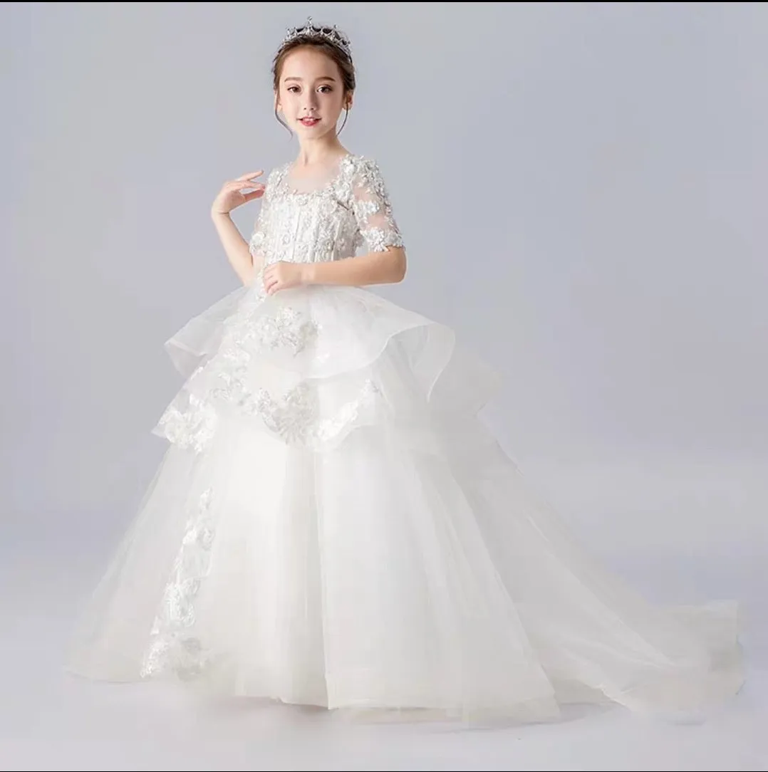 The Ketea Flower Girl Blue /White Dress