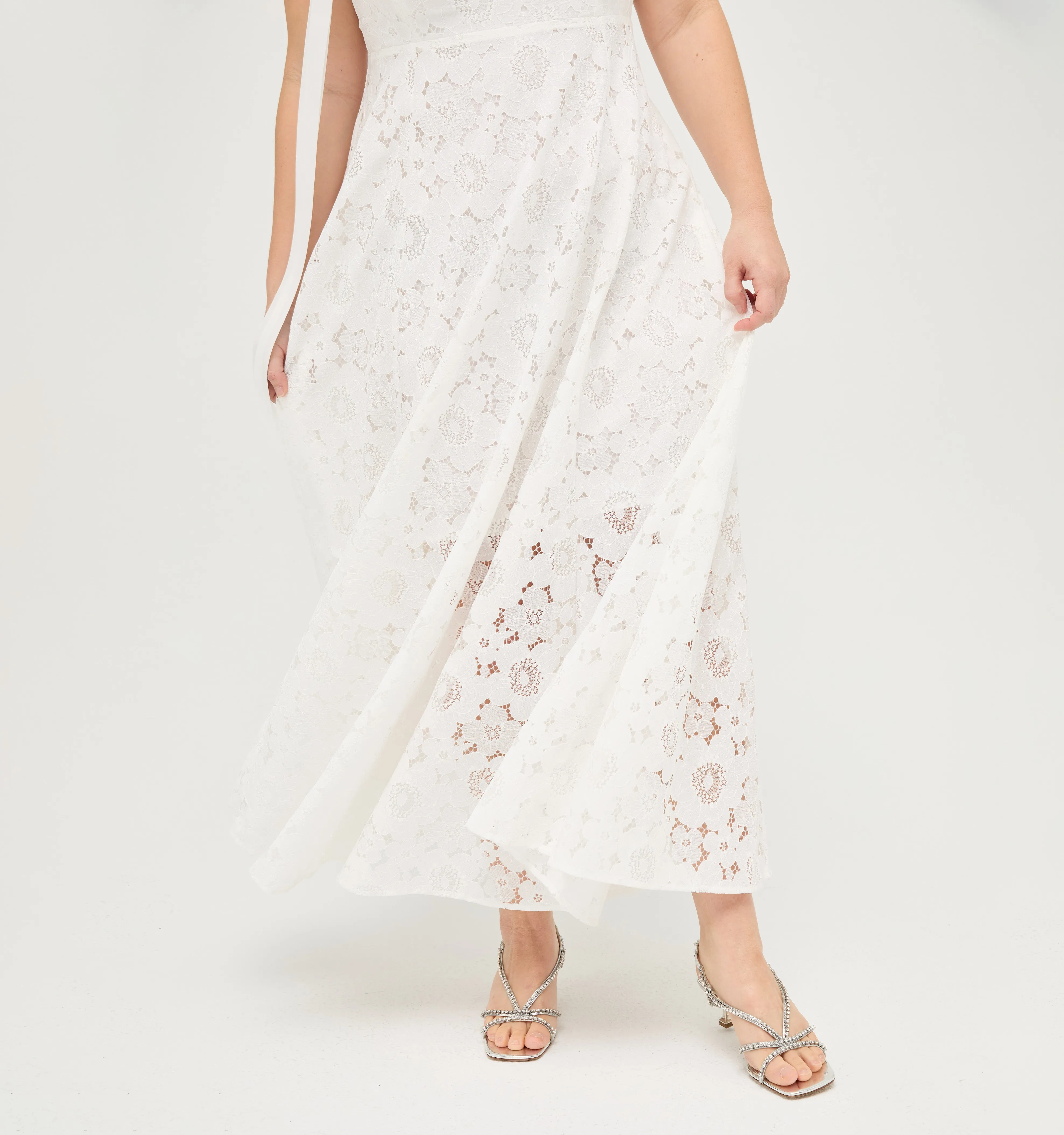 The Lace Rowena Dress - White Floral Lace