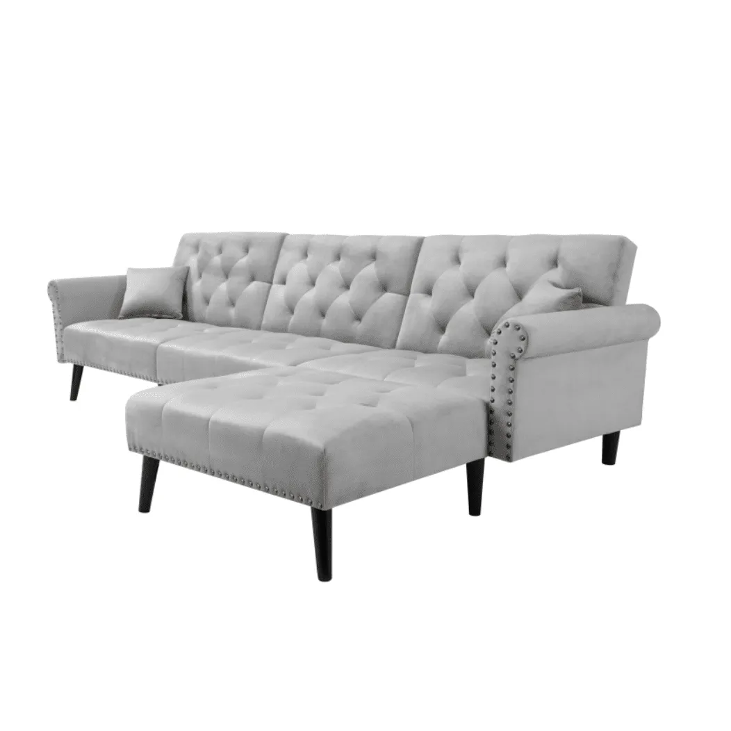 Tufted back Suede Chesterfield Sectional Sofa Set