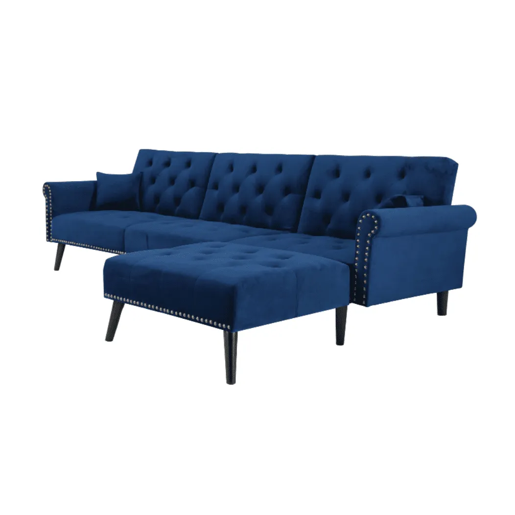 Tufted back Suede Chesterfield Sectional Sofa Set