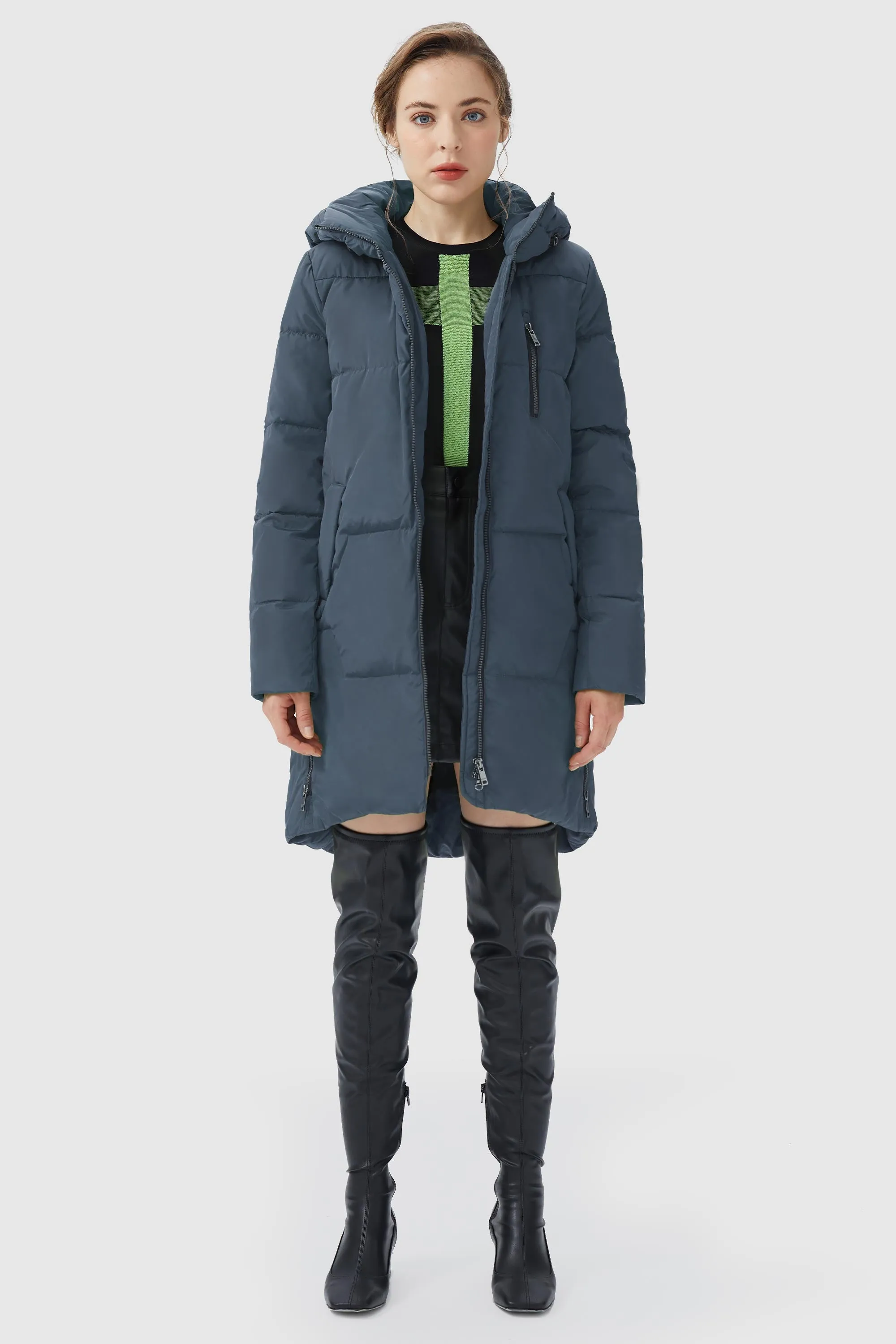 Two-Way Zipper Hooded Puffer Jacket