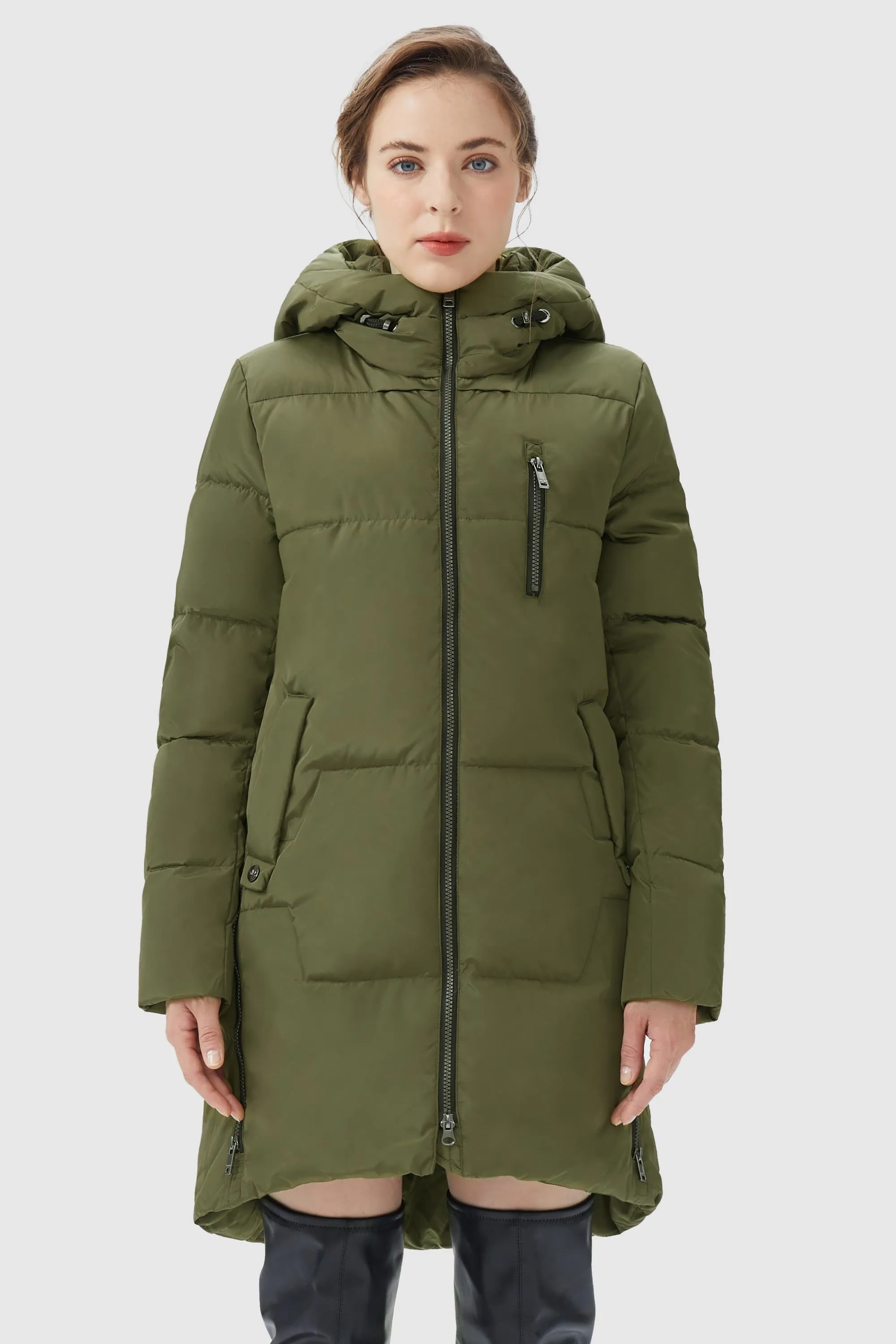 Two-Way Zipper Hooded Puffer Jacket