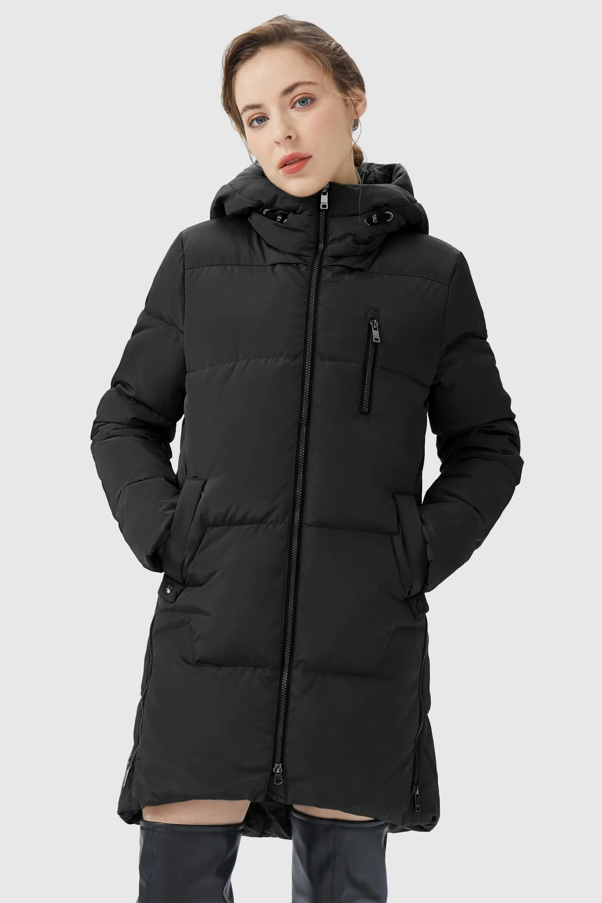 Two-Way Zipper Hooded Puffer Jacket