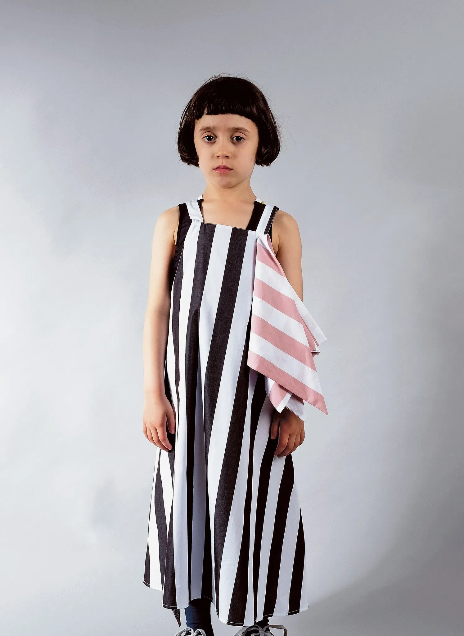 Wolf and Rita Mafalda Dress in White Stripes