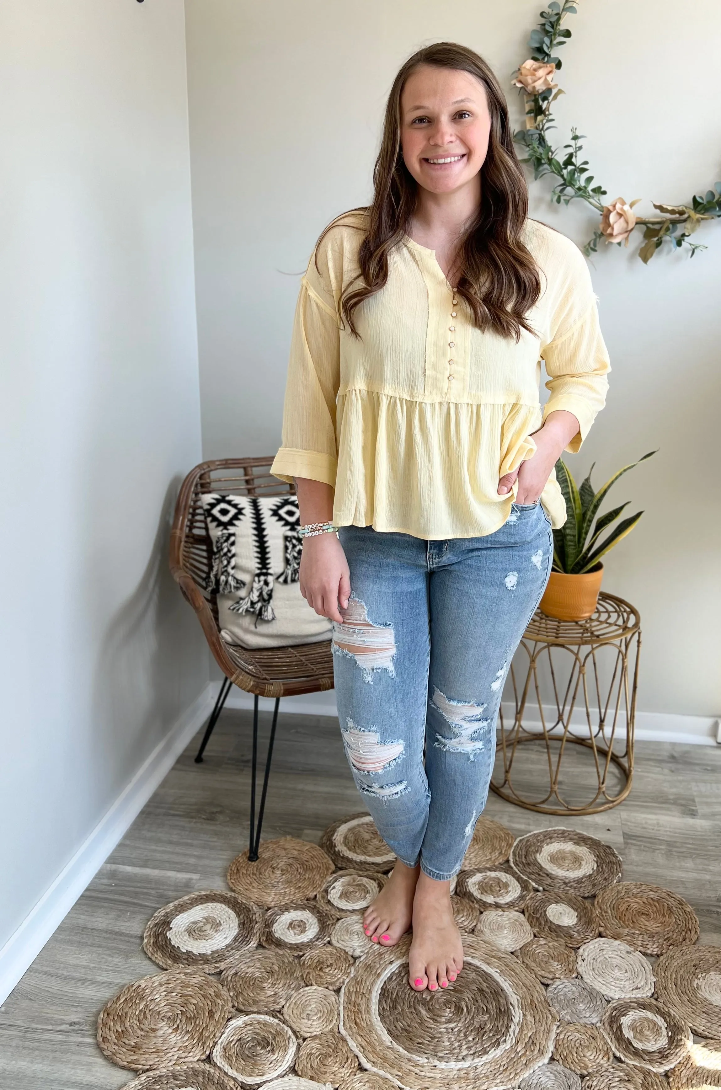 Yellow babydoll top