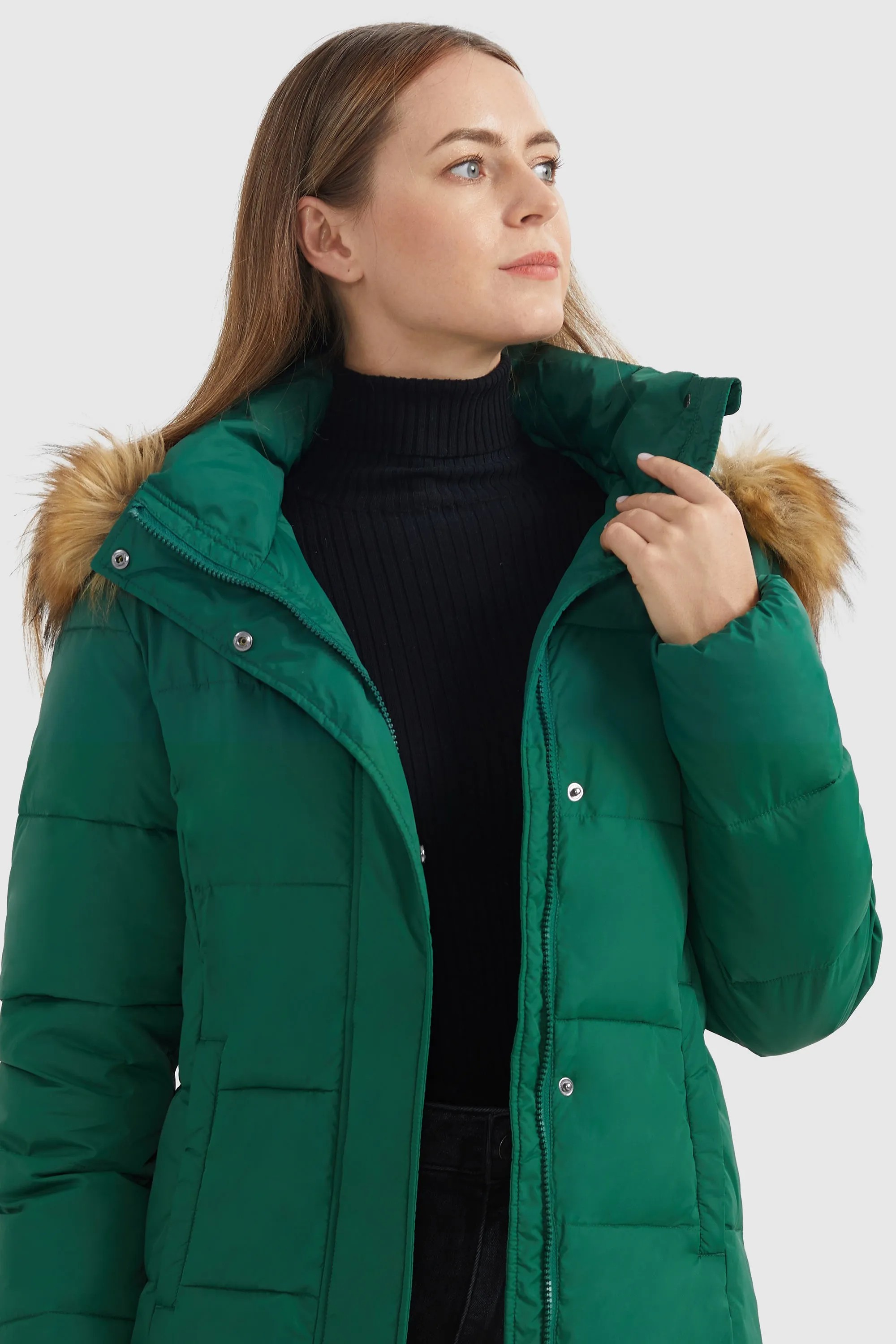 Zipper Hooded Lightweight Puffer Jacket